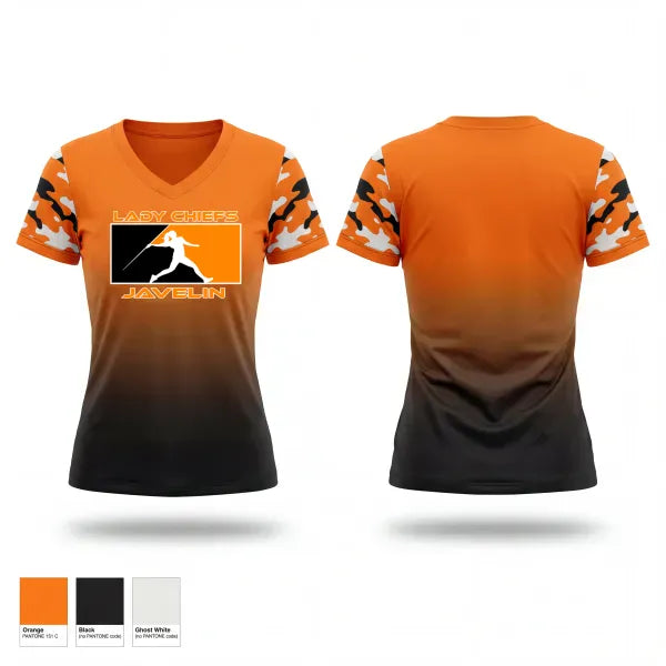 Womens Short Sleeve Vneck Shirt, Lady Chiefs Throwers, Track & Field, Teamtime, Team time, sublimation, custom sports apparel, team uniforms, spirit wear, spiritwear, sports uniforms, custom shirts, team store, custom team store, fundraiser sports, apparel fundraiser