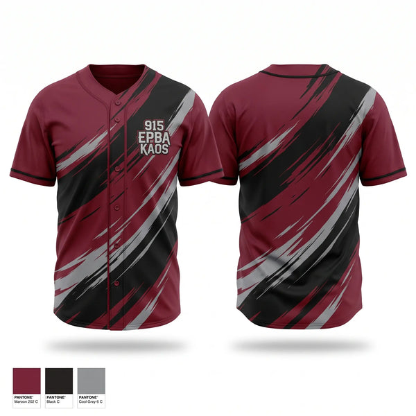 Full Button Baseball Jersey, EPBA KAOS, Baseball, Teamtime, Team time, sublimation, custom sports apparel, team uniforms, spirit wear, spiritwear, sports uniforms, custom shirts, team store, custom team store, fundraiser sports, apparel fundraiser