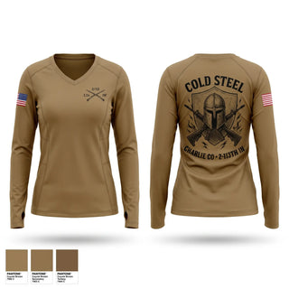 Womens Long Sleeve Vneck Shirt, Charlie Company 2/113th INF, Army, Teamtime, Team time, sublimation, custom sports apparel, team uniforms, spirit wear, spiritwear, sports uniforms, custom shirts, team store, custom team store, fundraiser sports, apparel fundraiser