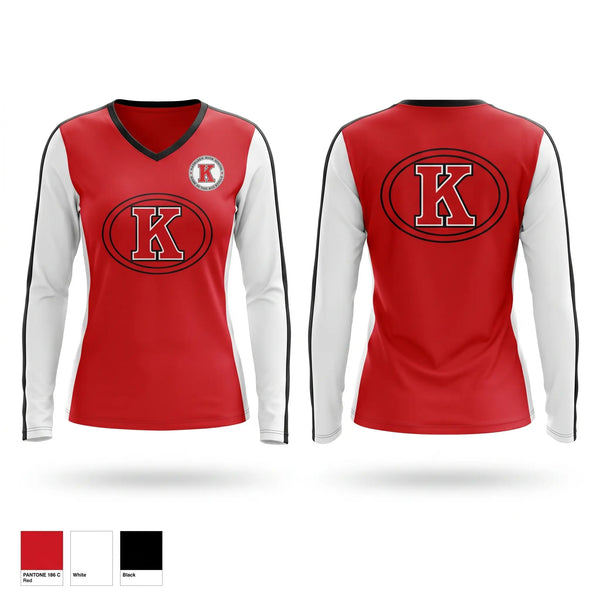 Womens Long Sleeve Vneck Shirt, Lady Red Devils, Women's Soccer, Teamtime, Team time, sublimation, custom sports apparel, team uniforms, spirit wear, spiritwear, sports uniforms, custom shirts, team store, custom team store, fundraiser sports, apparel fundraiser