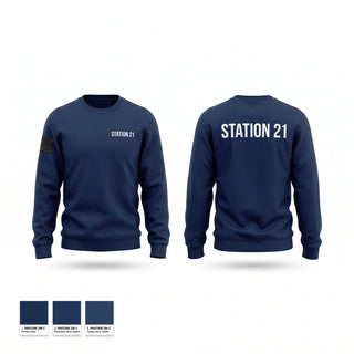 Crew Neck Sweatshirt, Station 21, Fire Department, Teamtime, Team time, sublimation, custom sports apparel, team uniforms, spirit wear, spiritwear, sports uniforms, custom shirts, team store, custom team store, fundraiser sports, apparel fundraiser