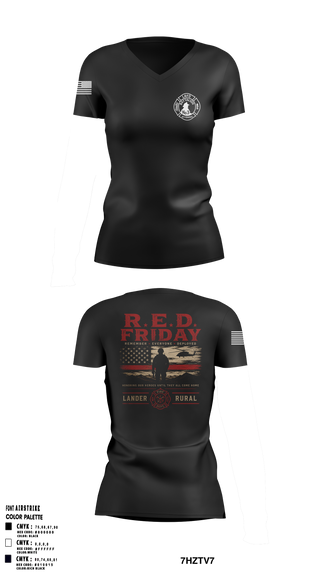 Womens Short Sleeve Vneck Shirt, Lander rural fire, Fire Department, Teamtime, Team time, sublimation, custom sports apparel, team uniforms, spirit wear, spiritwear, sports uniforms, custom shirts, team store, custom team store, fundraiser sports, apparel fundraiser