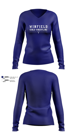 Womens Long Sleeve Vneck Shirt, Winfield Youth Wrestling Club, Wrestling, Teamtime, Team time, sublimation, custom sports apparel, team uniforms, spirit wear, spiritwear, sports uniforms, custom shirts, team store, custom team store, fundraiser sports, apparel fundraiser