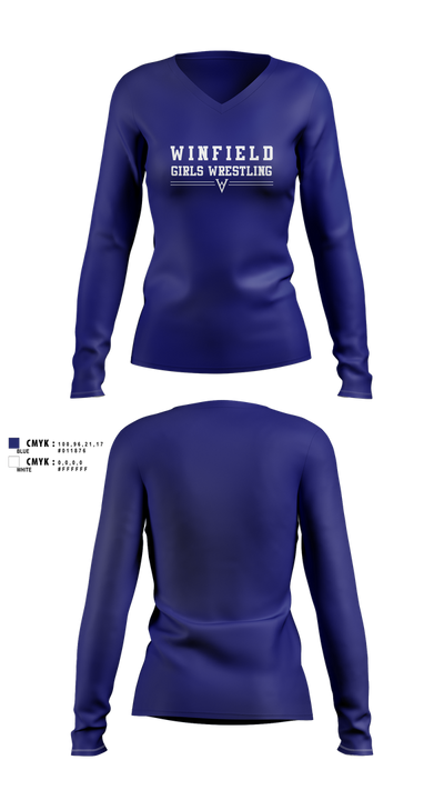 Winfield Youth Wrestling Club 41902136 Women's Long Sleeve V-neck Shirt - 7