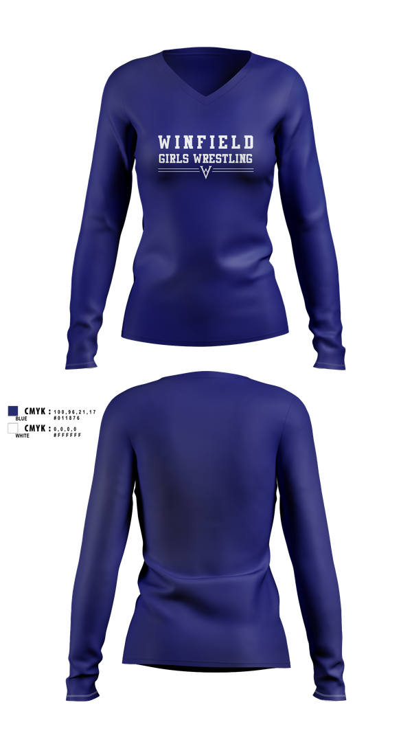 Womens Long Sleeve Vneck Shirt, Winfield Youth Wrestling Club, Wrestling, Teamtime, Team time, sublimation, custom sports apparel, team uniforms, spirit wear, spiritwear, sports uniforms, custom shirts, team store, custom team store, fundraiser sports, apparel fundraiser