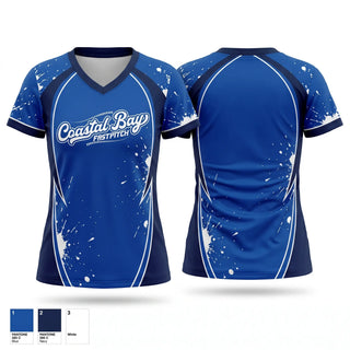 Womens Short Sleeve Vneck Shirt, Coastal Bay, Softball, Teamtime, Team time, sublimation, custom sports apparel, team uniforms, spirit wear, spiritwear, sports uniforms, custom shirts, team store, custom team store, fundraiser sports, apparel fundraiser