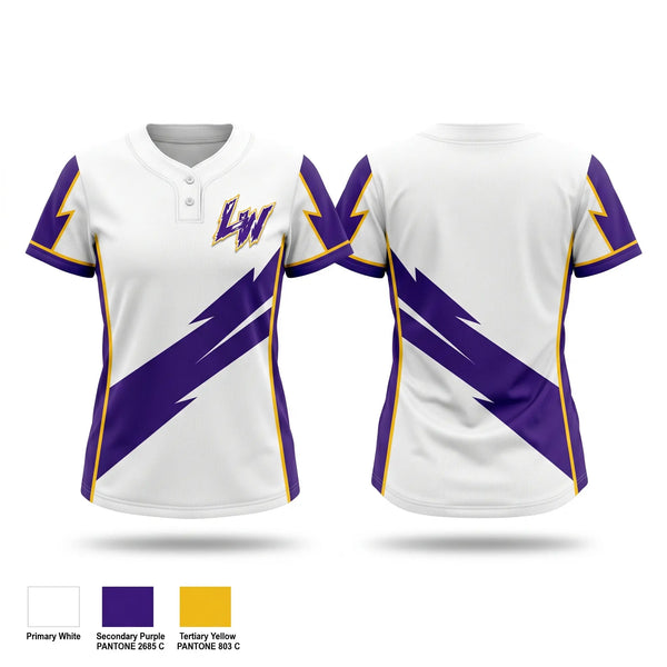 Two Button Softball Jersey, Live wire, Softball, Teamtime, Team time, sublimation, custom sports apparel, team uniforms, spirit wear, spiritwear, sports uniforms, custom shirts, team store, custom team store, fundraiser sports, apparel fundraiser