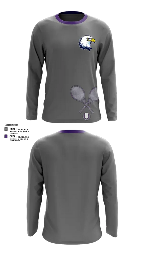 Long Sleeve Performance Shirt, Albion Purple Eagles, Tennis, Teamtime, Team time, sublimation, custom sports apparel, team uniforms, spirit wear, spiritwear, sports uniforms, custom shirts, team store, custom team store, fundraiser sports, apparel fundraiser
