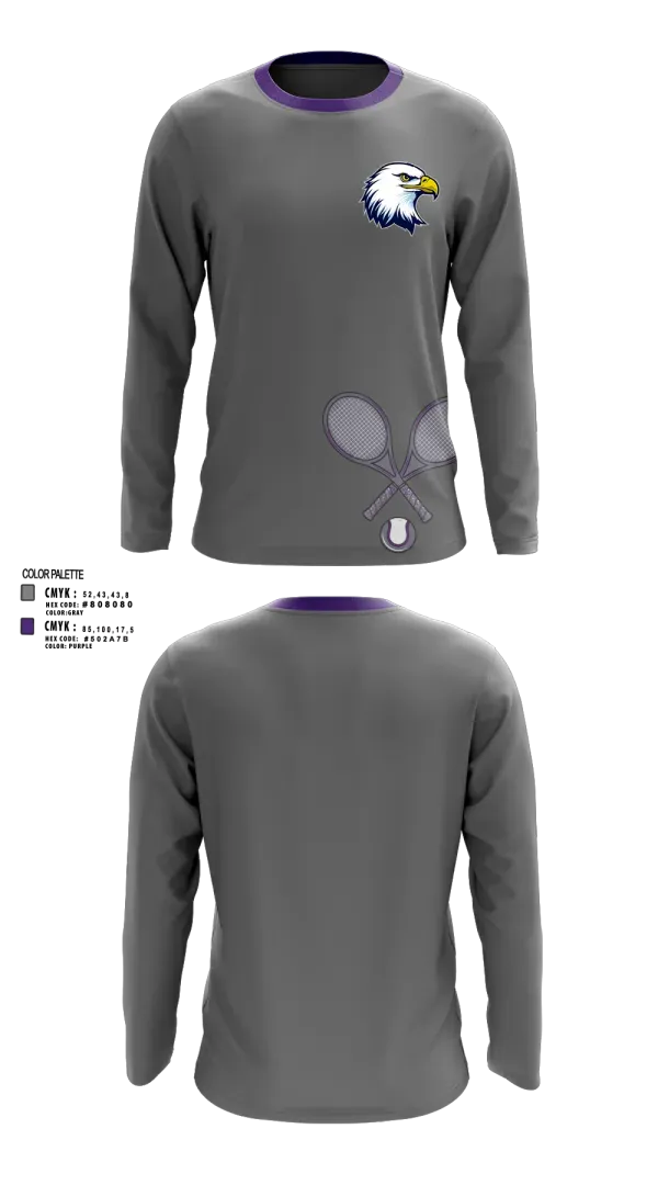 Long Sleeve Performance Shirt, Albion Purple Eagles, Tennis, Teamtime, Team time, sublimation, custom sports apparel, team uniforms, spirit wear, spiritwear, sports uniforms, custom shirts, team store, custom team store, fundraiser sports, apparel fundraiser