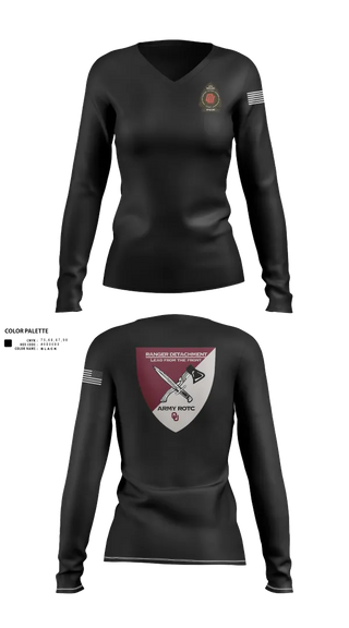 Womens Long Sleeve Vneck Shirt, FY 25-26 OU RC, Army, Teamtime, Team time, sublimation, custom sports apparel, team uniforms, spirit wear, spiritwear, sports uniforms, custom shirts, team store, custom team store, fundraiser sports, apparel fundraiser
