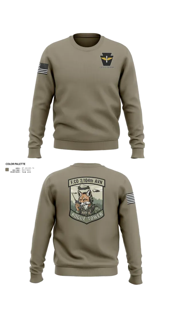 Crew Neck Sweatshirt, Fox company 2/104th avn, National Guard, Teamtime, Team time, sublimation, custom sports apparel, team uniforms, spirit wear, spiritwear, sports uniforms, custom shirts, team store, custom team store, fundraiser sports, apparel fundraiser