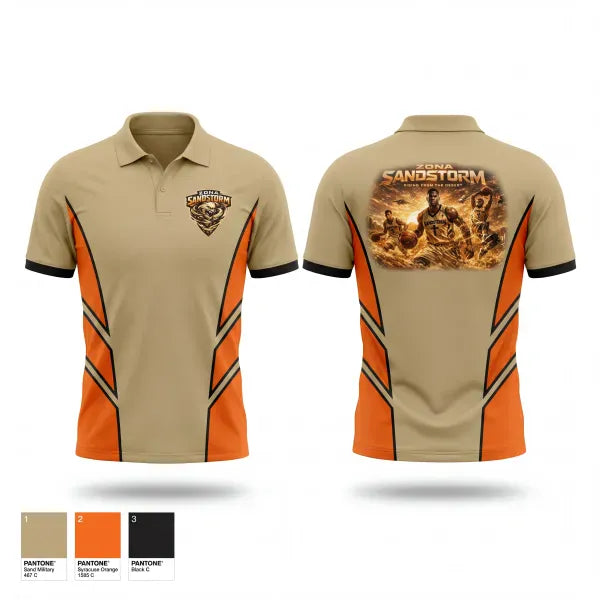 Short Sleeve Performance Polo, Zona Sandstorm, Men's Basketball, Teamtime, Team time, sublimation, custom sports apparel, team uniforms, spirit wear, spiritwear, sports uniforms, custom shirts, team store, custom team store, fundraiser sports, apparel fundraiser