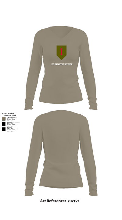 1st Infantry Division 14744110 Women's Long Sleeve V-neck Shirt - 62