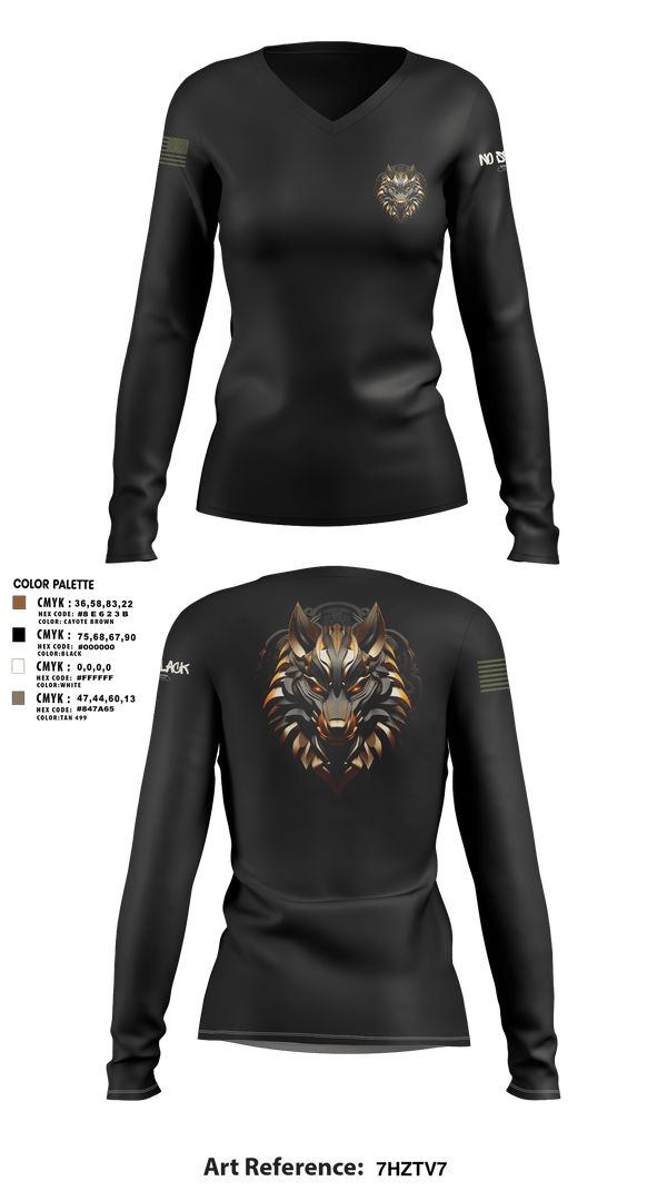 Women's Long Sleeve Vneck Shirt, 501st BSBWolfpack, Army, Teamtime, Team time, sublimation, custom sports apparel, team uniforms, spirit wear, spiritwear, sports uniforms, custom shirts, team store, custom team store, fundraiser sports, apparel fundraiser