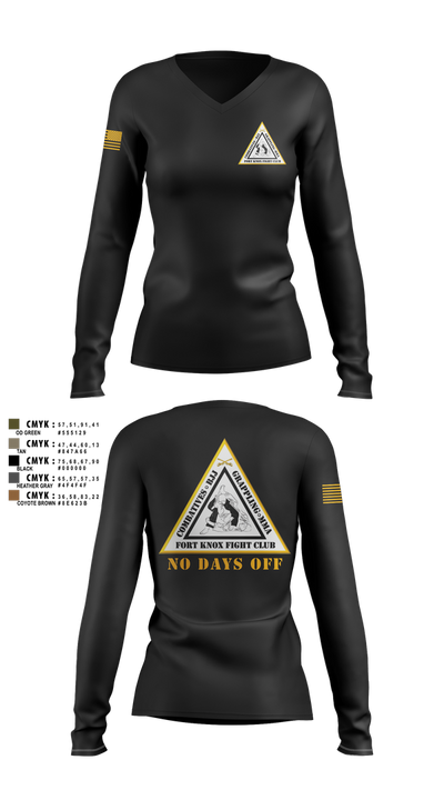 Fort Knox Fight Club Women's Long Sleeve V-neck Shirt - 4