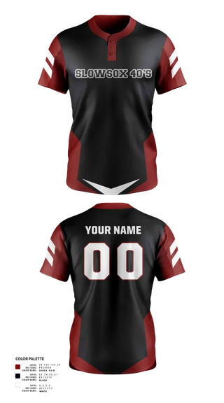 Two Button Softball Jersey, Slowsox 40’s, Softball, Teamtime, Team time, sublimation, custom sports apparel, team uniforms, spirit wear, spiritwear, sports uniforms, custom shirts, team store, custom team store, fundraiser sports, apparel fundraiser