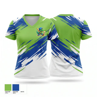 Womens Short Sleeve Vneck Shirt, Dino Sluggers, Baseball, Teamtime, Team time, sublimation, custom sports apparel, team uniforms, spirit wear, spiritwear, sports uniforms, custom shirts, team store, custom team store, fundraiser sports, apparel fundraiser