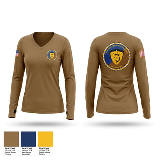 Womens Long Sleeve Vneck Shirt, MSRON 1, Navy, Teamtime, Team time, sublimation, custom sports apparel, team uniforms, spirit wear, spiritwear, sports uniforms, custom shirts, team store, custom team store, fundraiser sports, apparel fundraiser
