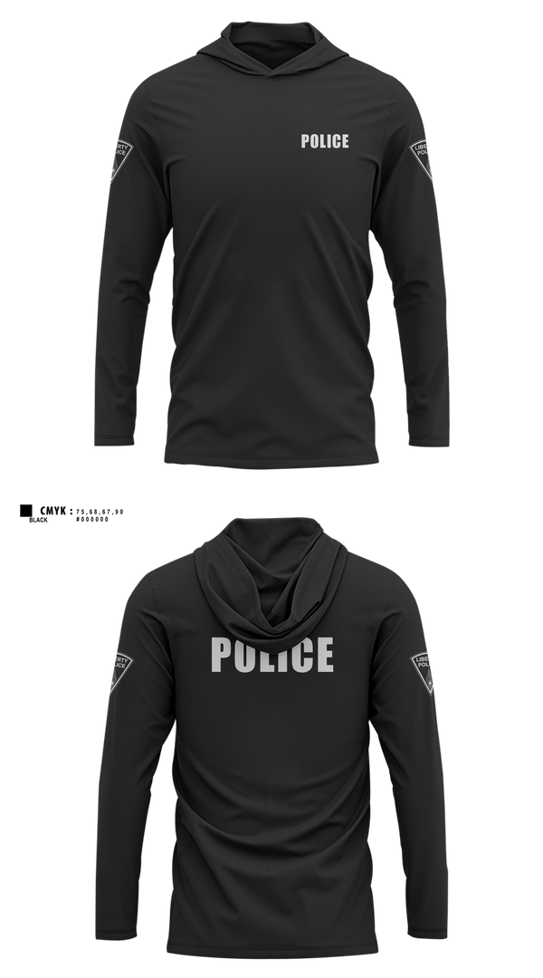 Long Sleeve Performance Shirt with hood, LPD, Police, Teamtime, Team time, sublimation, custom sports apparel, team uniforms, spirit wear, spiritwear, sports uniforms, custom shirts, team store, custom team store, fundraiser sports, apparel fundraiser