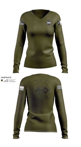 Womens Long Sleeve Vneck Shirt, , National Guard, Teamtime, Team time, sublimation, custom sports apparel, team uniforms, spirit wear, spiritwear, sports uniforms, custom shirts, team store, custom team store, fundraiser sports, apparel fundraiser