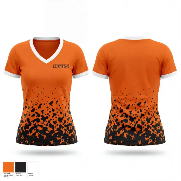 Womens Short Sleeve Vneck Shirt, Tigers, Baseball, Teamtime, Team time, sublimation, custom sports apparel, team uniforms, spirit wear, spiritwear, sports uniforms, custom shirts, team store, custom team store, fundraiser sports, apparel fundraiser