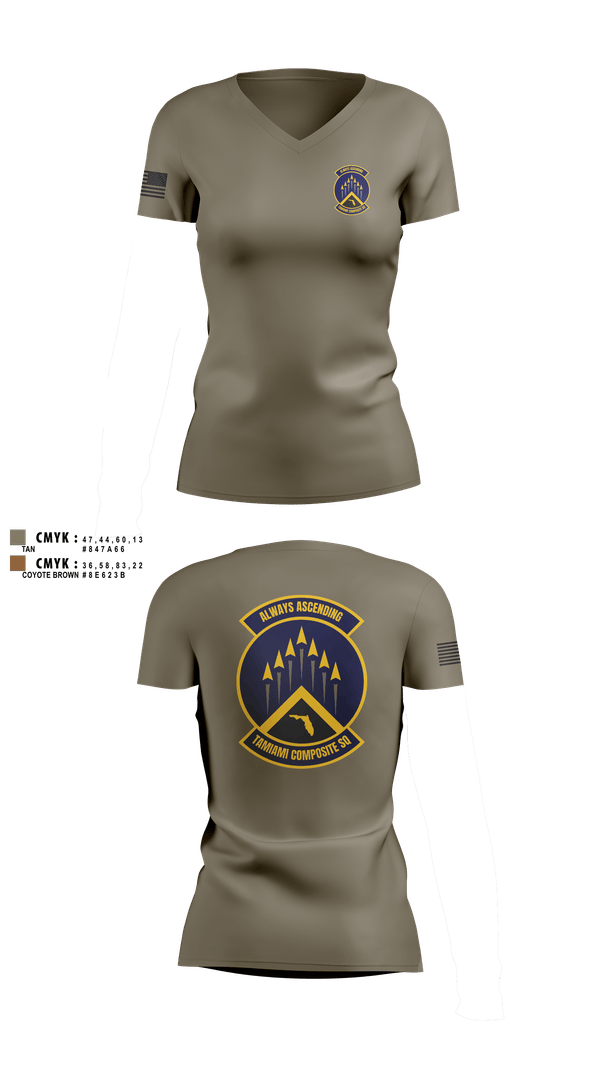 Womens Short Sleeve Vneck Shirt, SER-FL-355 TAMIAMI COMPOSITE SQUADRON, , Teamtime, Team time, sublimation, custom sports apparel, team uniforms, spirit wear, spiritwear, sports uniforms, custom shirts, team store, custom team store, fundraiser sports, apparel fundraiser