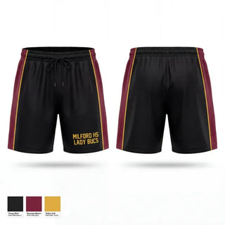 Athletic Shorts With Pockets, Milford hs lady Bucs, Women's Lacrosse, Teamtime, Team time, sublimation, custom sports apparel, team uniforms, spirit wear, spiritwear, sports uniforms, custom shirts, team store, custom team store, fundraiser sports, apparel fundraiser
