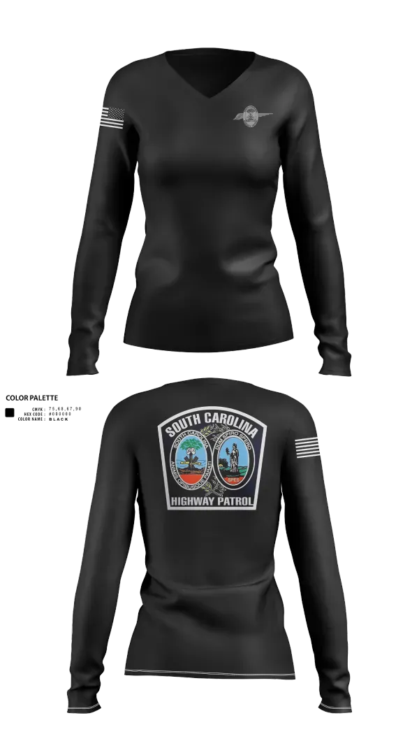 Womens Long Sleeve Vneck Shirt, South Carolina highway patrol, Police, Teamtime, Team time, sublimation, custom sports apparel, team uniforms, spirit wear, spiritwear, sports uniforms, custom shirts, team store, custom team store, fundraiser sports, apparel fundraiser