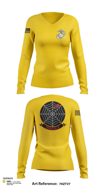 MACS4 13134180 Women's Long Sleeve V-neck Shirt - 102