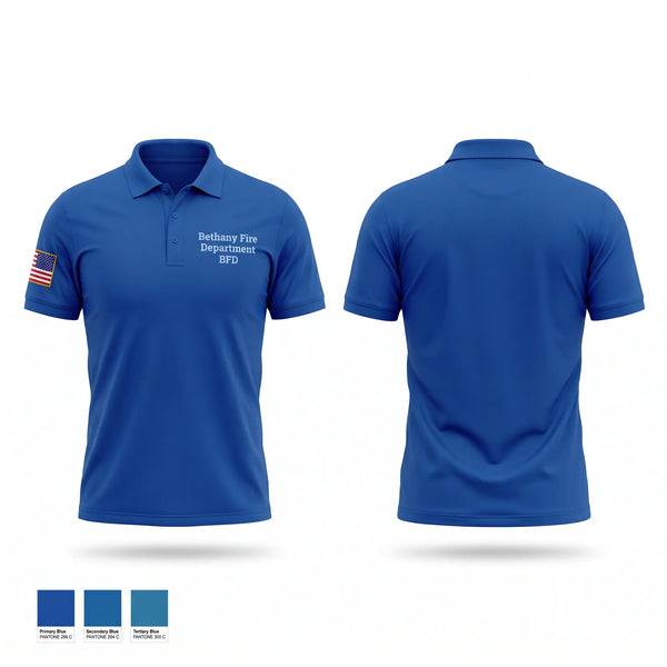 Short Sleeve Performance Polo, Bethany Fire Department, Fire Department, Teamtime, Team time, sublimation, custom sports apparel, team uniforms, spirit wear, spiritwear, sports uniforms, custom shirts, team store, custom team store, fundraiser sports, apparel fundraiser