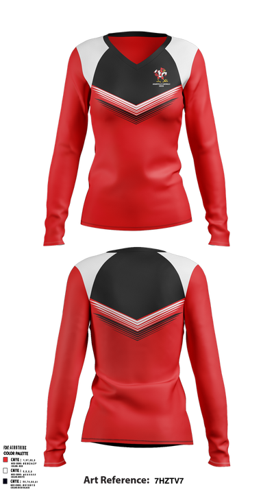Adamsville Cardinals Cheer 29243302 Women's Long Sleeve V-neck Shirt - 1