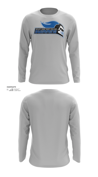 Long Sleeve Performance Shirt, Mount Saint Mary College Swimming, Swimming, Teamtime, Team time, sublimation, custom sports apparel, team uniforms, spirit wear, spiritwear, sports uniforms, custom shirts, team store, custom team store, fundraiser sports, apparel fundraiser