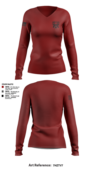 Womens Long Sleeve Vneck Shirt, 319th IEW, , Teamtime, Team time, sublimation, custom sports apparel, team uniforms, spirit wear, spiritwear, sports uniforms, custom shirts, team store, custom team store, fundraiser sports, apparel fundraiser