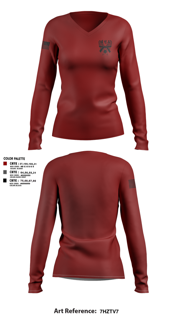 Womens Long Sleeve Vneck Shirt, 319th IEW, , Teamtime, Team time, sublimation, custom sports apparel, team uniforms, spirit wear, spiritwear, sports uniforms, custom shirts, team store, custom team store, fundraiser sports, apparel fundraiser