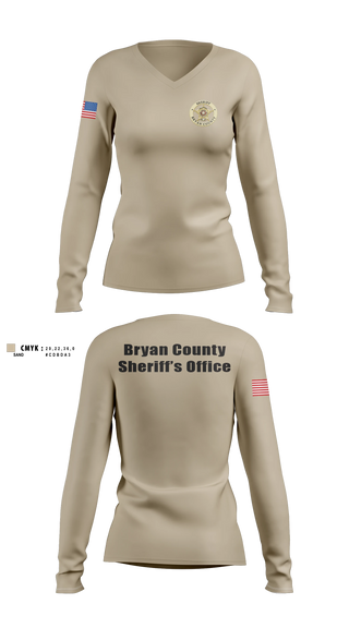 Womens Long Sleeve Vneck Shirt, Bryan County Sheriff’s Office, Police, Teamtime, Team time, sublimation, custom sports apparel, team uniforms, spirit wear, spiritwear, sports uniforms, custom shirts, team store, custom team store, fundraiser sports, apparel fundraiser