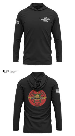 Long Sleeve Performance Shirt with hood, 3rd Reconnaissance Battalion, Force Co, Marines, Teamtime, Team time, sublimation, custom sports apparel, team uniforms, spirit wear, spiritwear, sports uniforms, custom shirts, team store, custom team store, fundraiser sports, apparel fundraiser