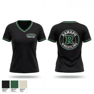 Womens Short Sleeve Vneck Shirt, Ramapo Raiders, Wrestling, Teamtime, Team time, sublimation, custom sports apparel, team uniforms, spirit wear, spiritwear, sports uniforms, custom shirts, team store, custom team store, fundraiser sports, apparel fundraiser