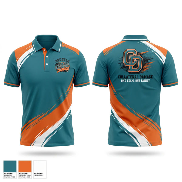 Short Sleeve Performance Polo, Collateral Damage, Softball, Teamtime, Team time, sublimation, custom sports apparel, team uniforms, spirit wear, spiritwear, sports uniforms, custom shirts, team store, custom team store, fundraiser sports, apparel fundraiser