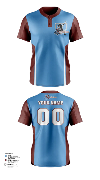 Two Button Softball Jersey, Revolution Delco 14U White, Softball, Teamtime, Team time, sublimation, custom sports apparel, team uniforms, spirit wear, spiritwear, sports uniforms, custom shirts, team store, custom team store, fundraiser sports, apparel fundraiser