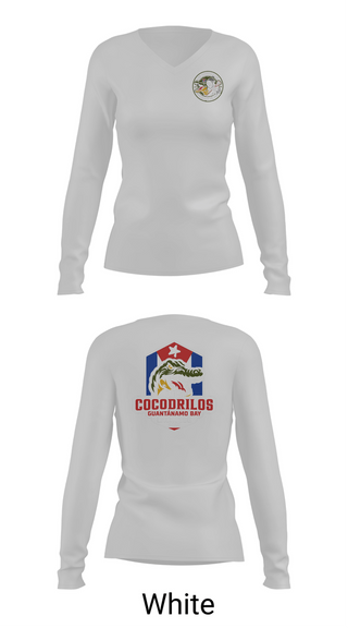 Womens Long Sleeve Vneck Shirt, Los Cocodrilos, Men's Lacrosse, Teamtime, Team time, sublimation, custom sports apparel, team uniforms, spirit wear, spiritwear, sports uniforms, custom shirts, team store, custom team store, fundraiser sports, apparel fundraiser