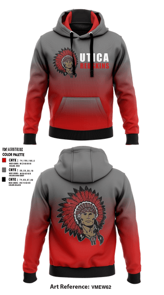 Hoodie, Utica Redskins, Men's Basketball, Teamtime, Team time, sublimation, custom sports apparel, team uniforms, spirit wear, spiritwear, sports uniforms, custom shirts, team store, custom team store, fundraiser sports, apparel fundraiser