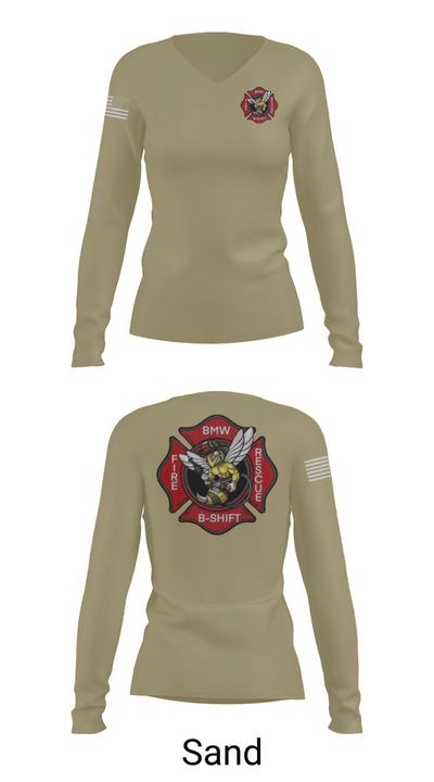B-Shift 61265399 Women's Long Sleeve V-neck Shirt - 97