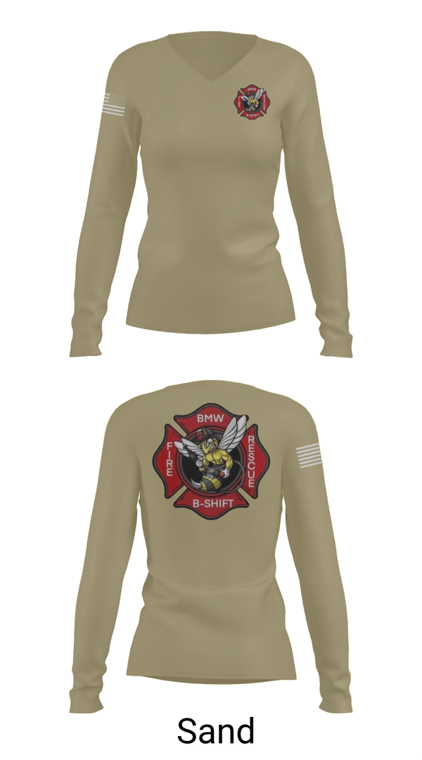 Womens Long Sleeve Vneck Shirt, B-Shift, Fire Department, Teamtime, Team time, sublimation, custom sports apparel, team uniforms, spirit wear, spiritwear, sports uniforms, custom shirts, team store, custom team store, fundraiser sports, apparel fundraiser
