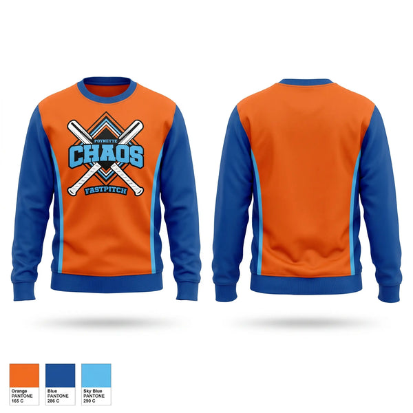 Crew Neck Sweatshirt, Poynette chaos, Softball, Teamtime, Team time, sublimation, custom sports apparel, team uniforms, spirit wear, spiritwear, sports uniforms, custom shirts, team store, custom team store, fundraiser sports, apparel fundraiser