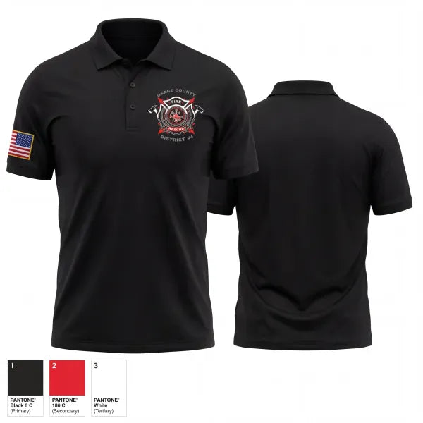 Short Sleeve Performance Polo, Osage County Fire District #4, Fire Department, Teamtime, Team time, sublimation, custom sports apparel, team uniforms, spirit wear, spiritwear, sports uniforms, custom shirts, team store, custom team store, fundraiser sports, apparel fundraiser