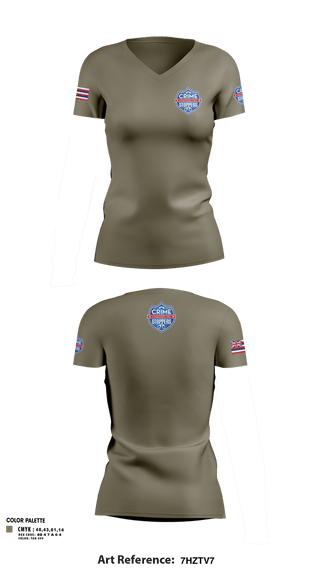 Womens Short Sleeve Vneck Shirt, CrimeStoppers Honolulu, Police, Teamtime, Team time, sublimation, custom sports apparel, team uniforms, spirit wear, spiritwear, sports uniforms, custom shirts, team store, custom team store, fundraiser sports, apparel fundraiser