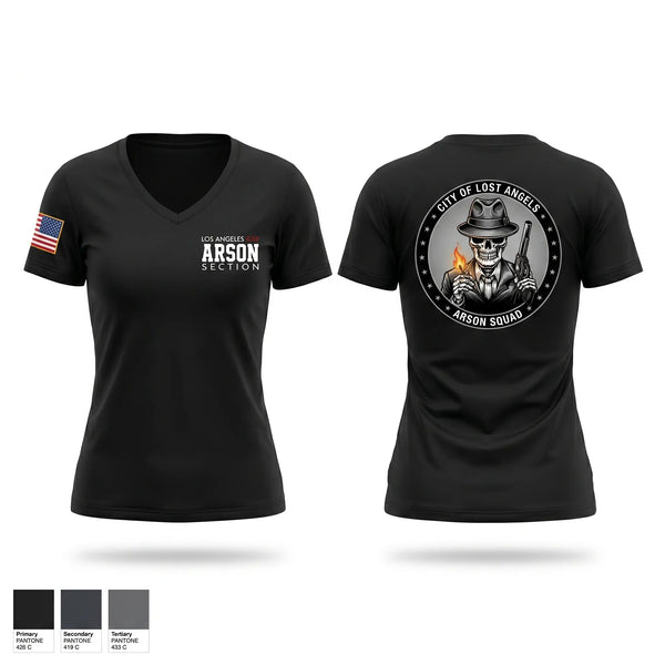 Womens Short Sleeve Vneck Shirt, Arson Squad, Fire Department, Teamtime, Team time, sublimation, custom sports apparel, team uniforms, spirit wear, spiritwear, sports uniforms, custom shirts, team store, custom team store, fundraiser sports, apparel fundraiser