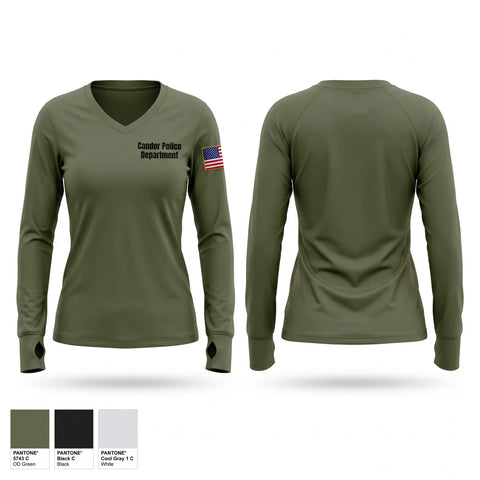 Womens Long Sleeve Vneck Shirt, Candor Police Department, Police, Teamtime, Team time, sublimation, custom sports apparel, team uniforms, spirit wear, spiritwear, sports uniforms, custom shirts, team store, custom team store, fundraiser sports, apparel fundraiser