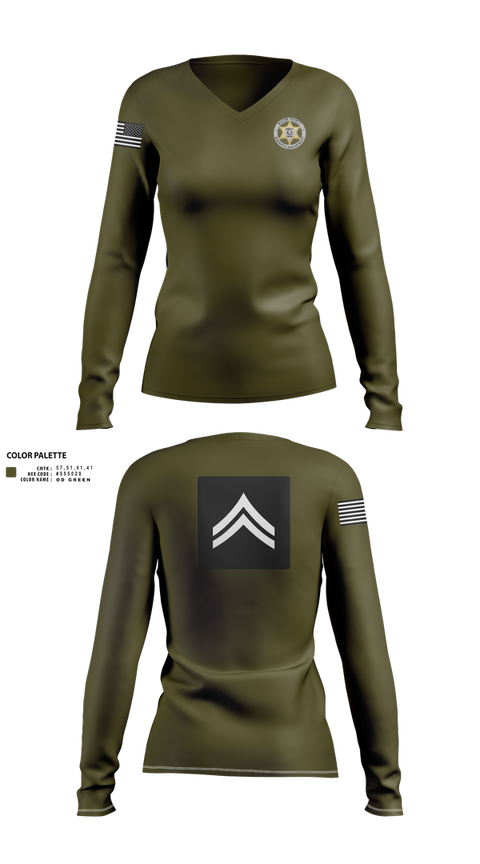 Womens Long Sleeve Vneck Shirt, Wayne County Sheriff’s Department, Police, Teamtime, Team time, sublimation, custom sports apparel, team uniforms, spirit wear, spiritwear, sports uniforms, custom shirts, team store, custom team store, fundraiser sports, apparel fundraiser