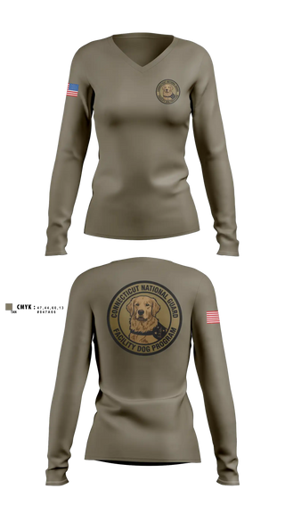 Womens Long Sleeve Vneck Shirt, CTANG Therapy Dog Program, Army, Teamtime, Team time, sublimation, custom sports apparel, team uniforms, spirit wear, spiritwear, sports uniforms, custom shirts, team store, custom team store, fundraiser sports, apparel fundraiser